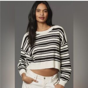 Anthropologie Pilcro Lightweight Cropped Striped Sweater, Small